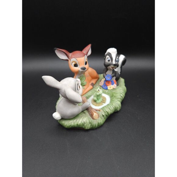Vtg Walt Disney Productions Bambi Thumper & Flower with Frog Ceramic Figurine - Picture 2 of 9